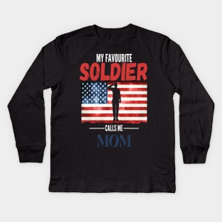 My favorite soldier calls me mom 3 Kids Long Sleeve T-Shirt